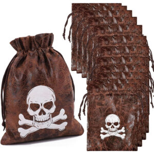 B0B12655X2.jpg RICHNESS Pirate Loot Bags with Drawstring - 12 Pack Party Favors
