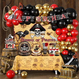 B0GDFPKGJ5.jpg Pirate Party Decorations Set: 289-Piece Tableware & Decor Kit