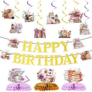 B0FF9Y6Z1Y.jpg Book Themed Party Decorations: 13-Piece Birthday Supply Set