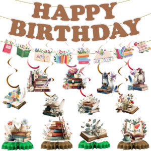 B0FQC9JPSZ.jpg Book Birthday Party Decorations: Storybook Theme Decor Set