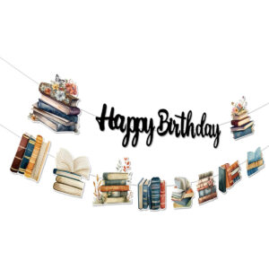 B0FWC1X44Q.jpg Book Club Birthday Banner: Floral Reading Party Decorations