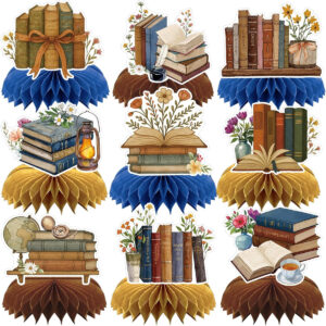B0F9KRXCW6.jpg Vintage Book Themed Honeycomb Centerpieces for Table Decor