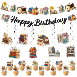 B0G2626GNG.jpg Book Themed Birthday Party Decorations for Library Lovers