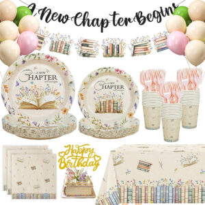 B0G4LXDW5C.jpg Book Birthday Party Decorations Set for 25 Guests