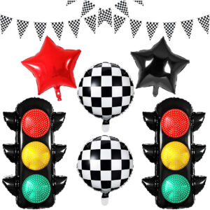 B0F3BX27GF.jpg Race Car Birthday Party Decorations with Traffic Light Balloons