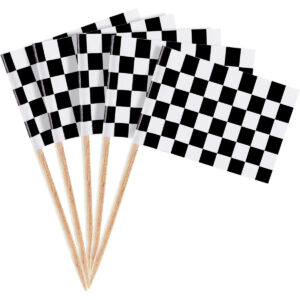 B089HYHM2C.jpg Checkered Racing Flag Cupcake Toppers for Motor Party (100 Pk)