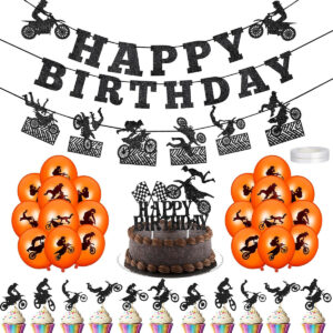 B08VRT5MP5.jpg Motorcycle Birthday Party Decorations: 84-Piece Supply Set