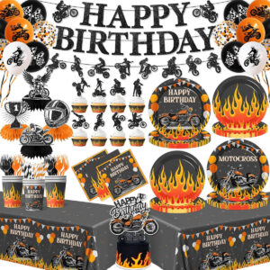 B0FT2SZS7P.jpg Dirt Bike Birthday Party Decorations: 188pc Motocross Set