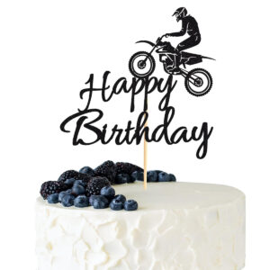 B0CD3MJQMK.jpg Motorcycle Happy Birthday Cake Topper for Motocross Parties
