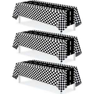 B0BYZNFC2F.jpg Checkered Race Car Party Tablecloths, 54" x 108" 3-Pack