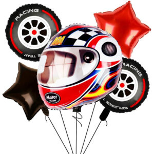 B0CTWYNSVF.jpg Race Car Theme Party Decorations: 5 Pcs Helmet & Tire Balloons