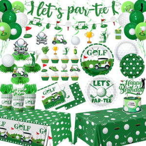 B0FC6871RL.jpg Golf Party Decorations Set: Tableware & Decor for 24 Guests