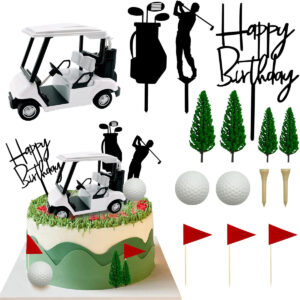 B09VG8RNGW.jpg Golf Cake Decorations: Golf Cart & Green Toppers for Parties