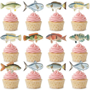 B0CR6C6SG9.jpg 20-Piece Fishing Theme Cupcake Toppers for Birthday Parties