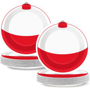 B0CTQS1SGG.jpg Gone Fishing Party Plates: 50-Piece Bobber Dessert Set