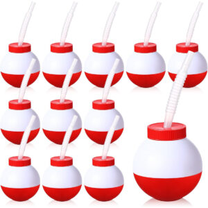 B0CPP3Q65M.jpg FillTouch Fishing Bobber Cups with Straws - 12 Set for Parties