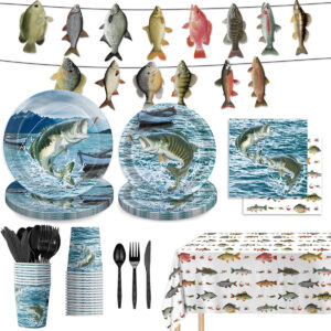 B0CX57GTTV.jpg Gone Fishing Party Decorations Set for 24 Guests