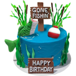 B0B1D8SY3T.jpg Gone Fishing Cake Topper for Bass Themed Birthday Parties