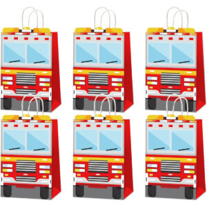 B0FH998V4D.jpg 12pcs Fire Truck Gift Bags for Kids Firefighter Birthday Party