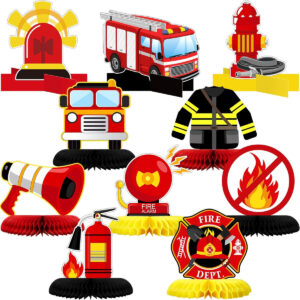 B09MKB3D7Y.jpg Firetruck Honeycomb Centerpieces for Firefighter Birthday Decor