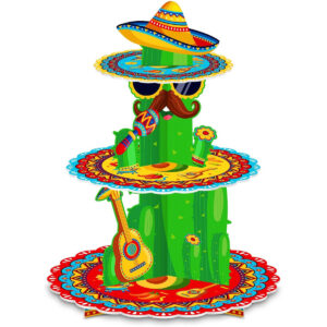 B0BYPG9JL9.jpg 3-Tier Fiesta Cupcake Stand with Cactus Topper for Parties