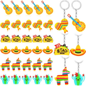 B0FBM7F1F6.jpg Mexican Fiesta Party Favor Keychains: 12-Piece Set
