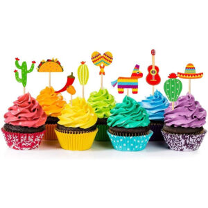 B07THYTNTG.jpg 36-Piece Fiesta Cupcake Toppers for Mexican Themed Parties
