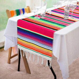B07JMZ1G73.jpg Fowecelt Mexican Serape Table Runner 14x84 for Fiesta Decor