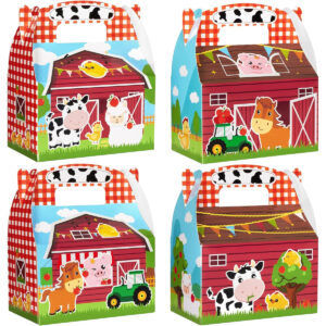 B0DHK95K4P.jpg 12 Pack Farm Animal Party Gift Boxes for Kids Birthday