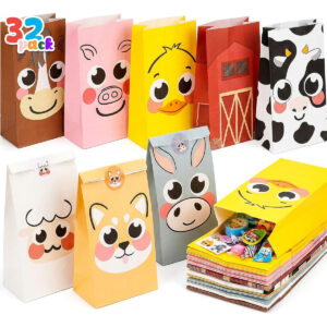 B0BMQK88Y4.jpg 32 Pcs Farm Animal Party Favor Bags with Stickers for Kids