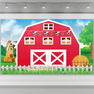 B09H34QS43.jpg Farm Barn Door Backdrop for Birthday Party Photography Props