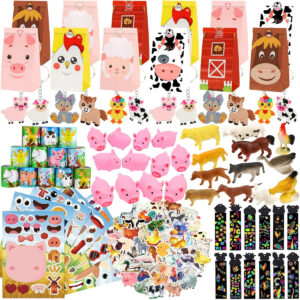 B0BSH8DFVF.jpg 134-Piece Farm Animal Party Favors for Kids Birthday Parties