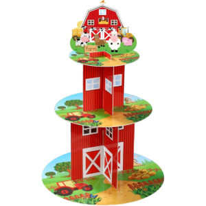 B0B31GTLLX.jpg 3-Tier Farm Animal Cupcake Stand for Barnyard Party Decor