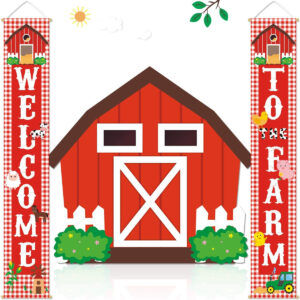 B07VT272N2.jpg Farm Animal Porch Banner: Farm Themed Party Decorations