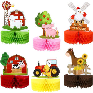 B099RSZYH7.jpg 6 Pcs Farm Animal Honeycomb Centerpieces for Table Decor