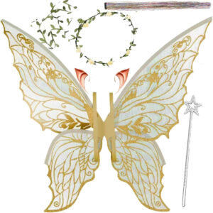 B0DLSDTT74.jpg Adult Fairy Costume Set with Wings, Floral Garland & Elf Ears