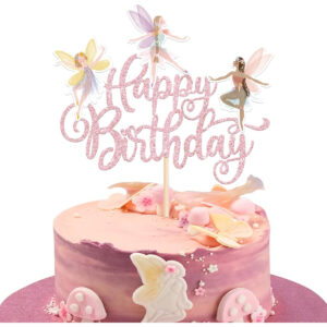 B0D921SXJZ.jpg Fairy Happy Birthday Cake Topper for Floral Party Decorations
