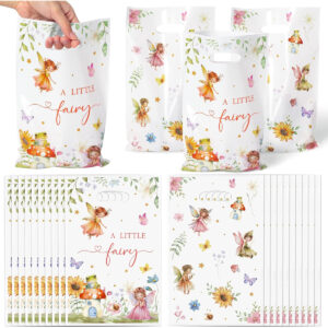 B0D9Y9M6JW.jpg 50pc Fairy Party Favor Bags: Watercolor Floral Treat Bags