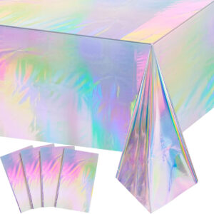 B0B21VDNHR.jpg 4 Pack Iridescent Plastic Tablecloths for Fairy Party Decor