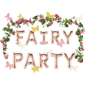 B07SCWGQFN.jpg Fairy Party Decorations: Balloon Backdrop & Garden Decor Set