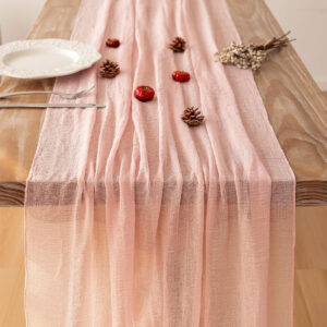 B0CL4MPKR8.jpg Pink Cheesecloth Table Runner for Boho Fairy Party Decor