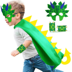 B08ZCJ78S7.jpg iROLEWIN Dinosaur Cape and Mask Set for Kids Dress-Up Play
