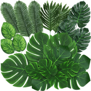 B09BV5DH36.jpg 74 Pcs Artificial Palm Leaves for Dinosaur Jungle Party Decor
