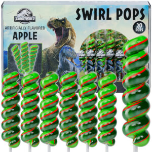 B0DLLKS65B.jpg Jurassic World Swirl Lollipops 20pk for Dinosaur Party Favors