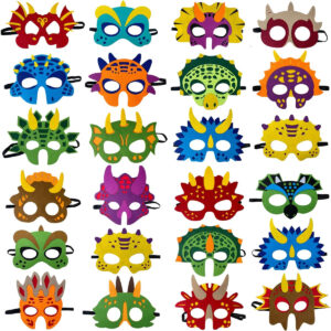 B086PG2N6X.jpg TEEHOME Dinosaur Masks for Kids: 24-Pack Felt Party Favors