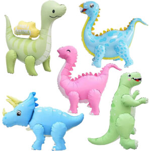 B0F6CX12CR.jpg LilyZheng 3D Dinosaur Balloons: 5-Pack Pastel Party Decor