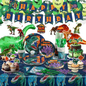 B07SYR5TFH.jpg Dinosaur Birthday Party Supplies Kit for 20 Guests
