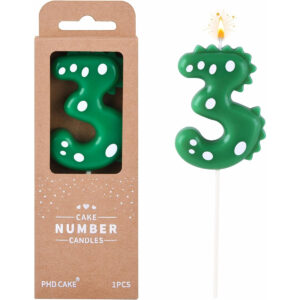 B0CH674473.jpg Green Dinosaur Number 3 Birthday Candle for Dinosaur Cakes
