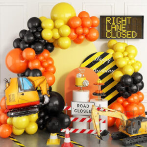 B0CB3D695H.jpg Construction Party Balloon Garland Kit with Truck Foil Balloon