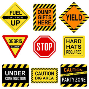 B07MG3N865.jpg 9 Pcs Construction Themed Party Signs for Table Decorations